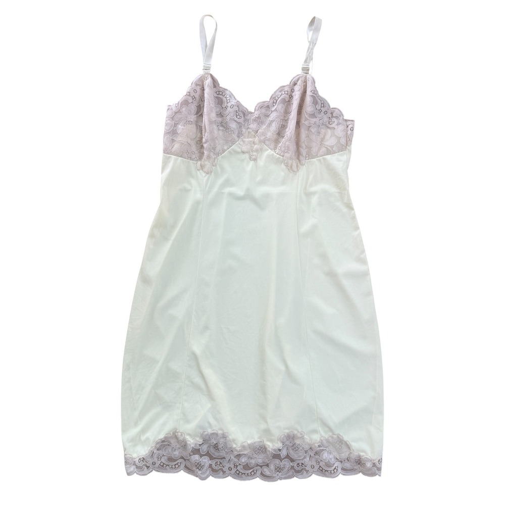 Wonder Maid Molded Magic Slip Dress Vintage Lace Trim 38 Pastel Yellow 90s